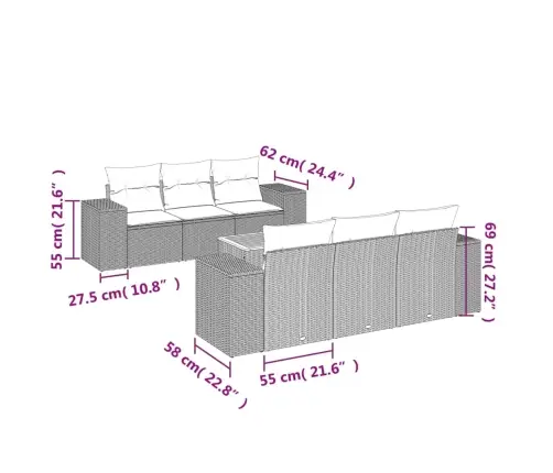 7-Osaline Aiadiivani Komplekt Patjadega, Beež, Polürotang