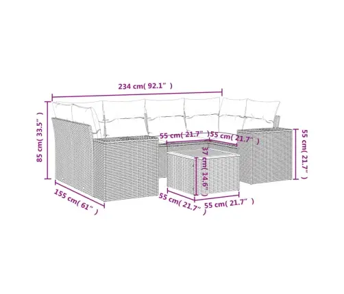 Sofos Komplektas Su Pagalvėlėmis, 7 Dalių, Smėlio, Poliratanas