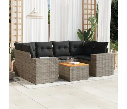 7-Daļīgs Dārza Dīvāna Komplekts, Matrači, Pelēka Pe Rotangpalma Vidaxl