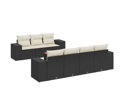 8-Daļīgs Dārza Dīvāna Komplekts, Matrači, Melna Pe Rotangpalma Vidaxl