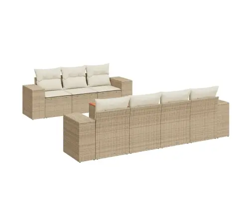 Sofos Komplektas Su Pagalvėlėmis, 8 Dalių, Smėlio, Poliratanas