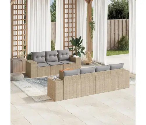 8-Osaline Aiadiivani Komplekt Patjadega, Beež, Polürotang