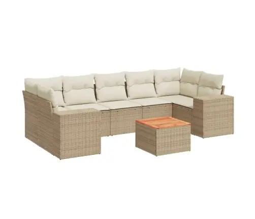 8-Daļīgs Dārza Dīvāna Komplekts, Matrači, Bēša Pe Rotangpalma Vidaxl