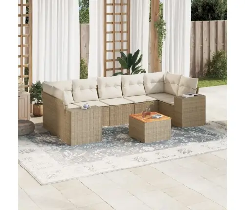 8-Daļīgs Dārza Dīvāna Komplekts, Matrači, Bēša Pe Rotangpalma Vidaxl