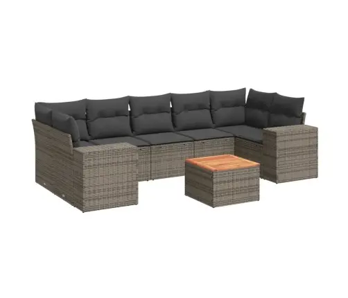 8-Daļīgs Dārza Dīvāna Komplekts Ar Matračiem, Pelēks Pe Pinums Vidaxl