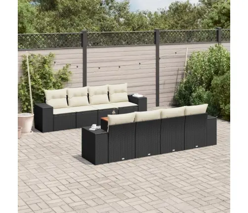 9-Daļīgs Dārza Dīvāna Komplekts, Matrači, Melna Pe Rotangpalma Vidaxl