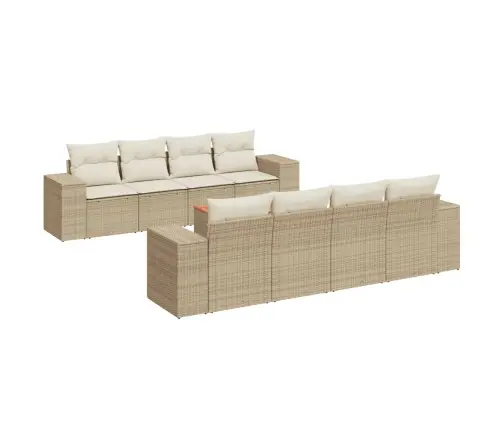 Sodo Komplektas Su Pagalvėlėmis, 9 Dalių, Smėlio, Poliratanas