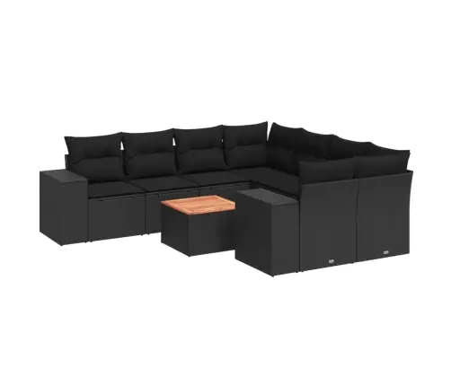 9-Daļīgs Dārza Dīvāna Komplekts, Matrači, Melna Pe Rotangpalma Vidaxl