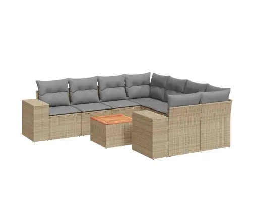 9-Osaline Aiadiivani Komplekt Patjadega, Beež, Polürotang