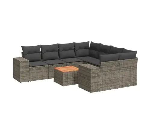 Sofos Komplektas Su Pagalvėlėmis, 9 Dalių, Pilkas, Poliratanas