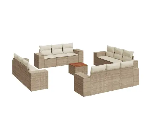 13-Daļīgs Dārza Dīvāna Komplekts, Matrači, Bēša Pe Rotangpalma Vidaxl