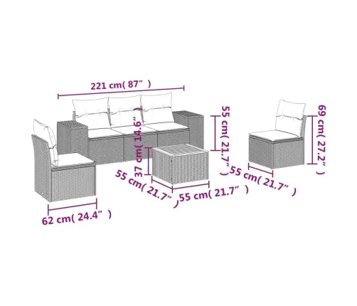 6-Daļīgs Dārza Dīvāna Komplekts Ar Matračiem, Pelēks Pe Pinums Vidaxl