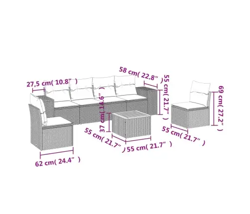 7-Osaline Aiadiivani Komplekt Patjadega, Must, Polürotang