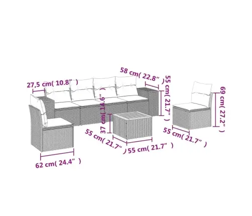 7-Osaline Aiadiivani Komplekt Patjadega, Beež, Polürotang
