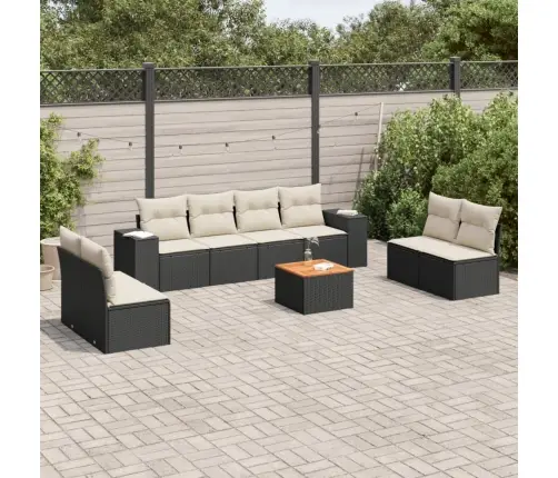 Sodo Komplektas Su Pagalvėlėmis, 9 Dalių, Juodas, Poliratanas