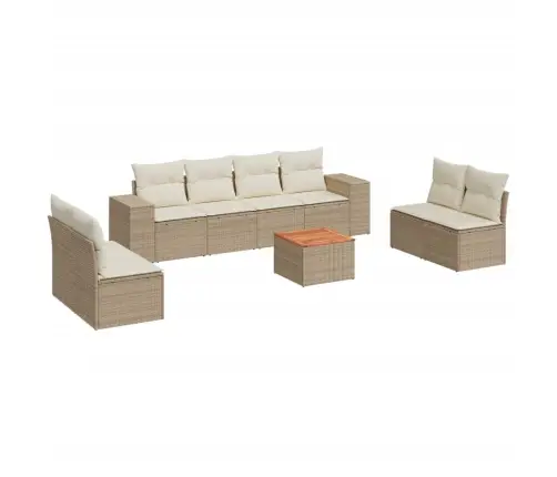 Sodo Komplektas Su Pagalvėlėmis, 9 Dalių, Smėlio, Poliratanas