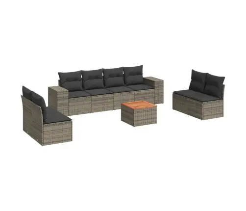 9-Daļīgs Dārza Dīvāna Komplekts Ar Matračiem, Pelēks Pe Pinums Vidaxl