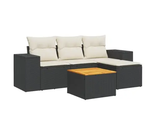 5-Daļīgs Dārza Dīvāna Komplekts Ar Matračiem, Pe Rotangpalma Vidaxl