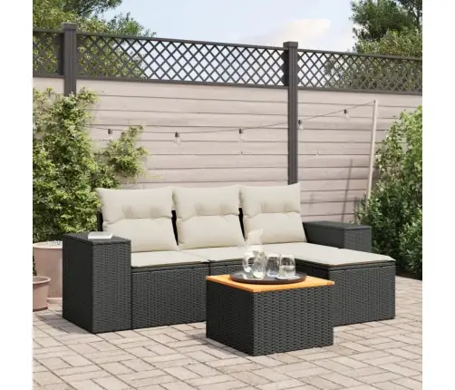 5-Daļīgs Dārza Dīvāna Komplekts Ar Matračiem, Pe Rotangpalma Vidaxl