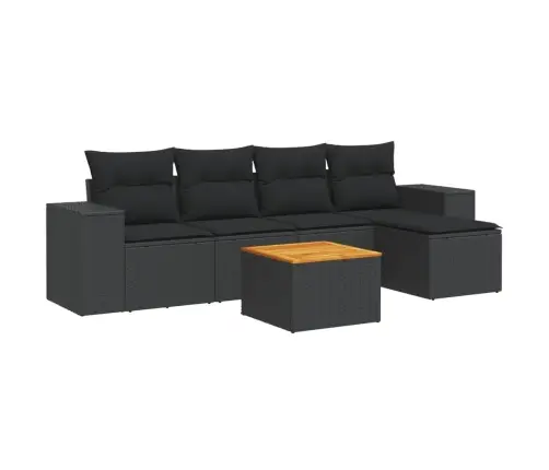 6-Daļīgs Dārza Dīvāna Komplekts, Matrači, Melna Pe Rotanpalma Vidaxl