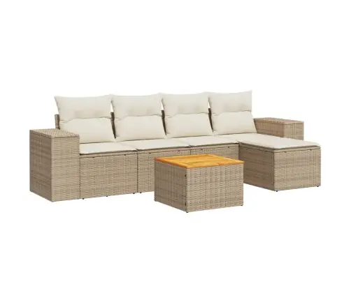 Sofos Komplektas Su Pagalvėlėmis, 6 Dalių, Smėlio, Poliratanas