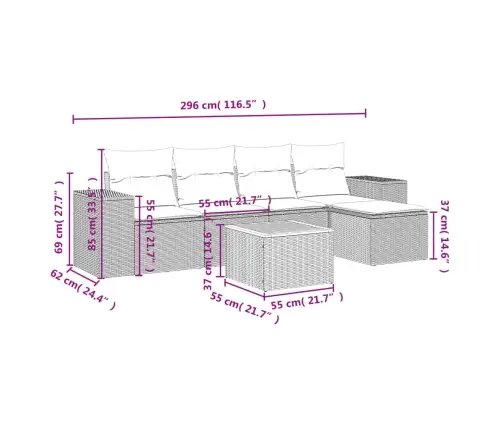 Sofos Komplektas Su Pagalvėlėmis, 6 Dalių, Smėlio, Poliratanas