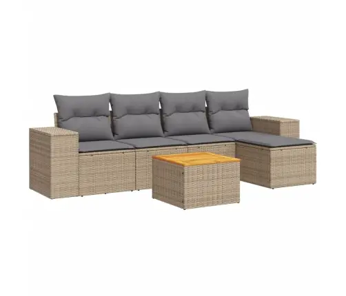 6-Daļīgs Dārza Dīvāna Komplekts, Matrači, Bēša Pe Rotangpalma Vidaxl