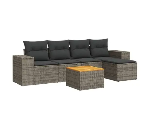 6-Daļīgs Dārza Dīvāna Komplekts Ar Matračiem, Pelēks Pe Pinums Vidaxl