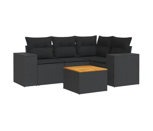 Sodo Komplektas Su Pagalvėlėmis, 5 Dalių, Juodas, Poliratanas