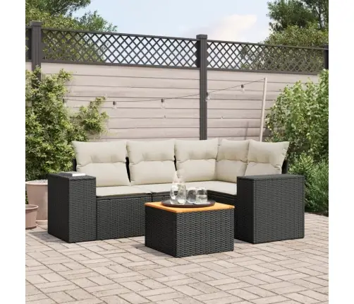 5-Daļīgs Dārza Dīvāna Komplekts Ar Matračiem, Pe Rotangpalma Vidaxl