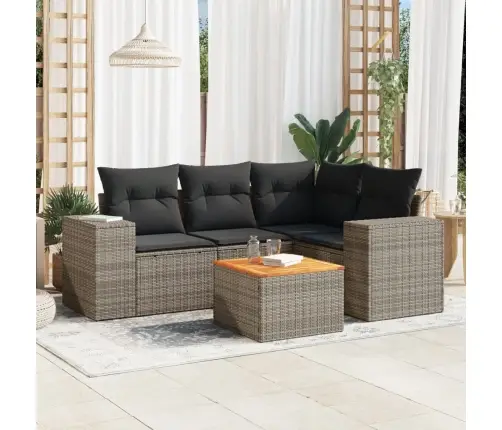 5-Daļīgs Dārza Dīvāna Komplekts Ar Matračiem, Pelēks Pe Pinums Vidaxl