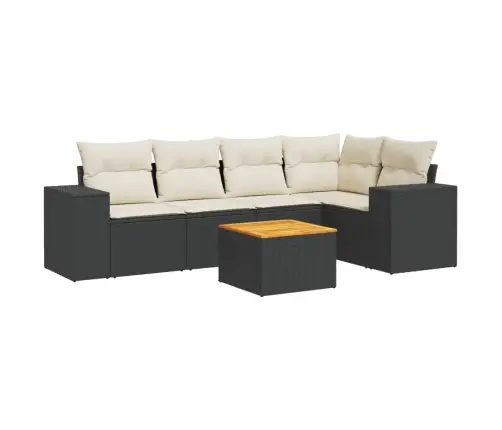 6-Daļīgs Dārza Dīvāna Komplekts, Matrači, Melna Pe Rotanpalma Vidaxl