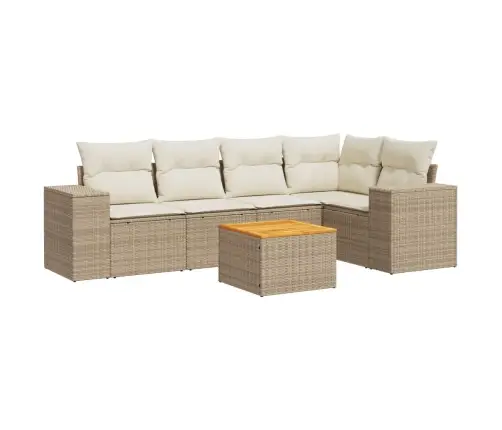 Sofos Komplektas Su Pagalvėlėmis, 6 Dalių, Smėlio, Poliratanas