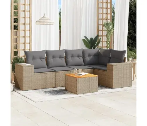 Sofos Komplektas Su Pagalvėlėmis, 6 Dalių, Smėlio, Poliratanas