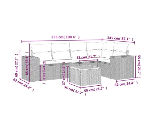 6-Daļīgs Dārza Dīvāna Komplekts Ar Matračiem, Pelēks Pe Pinums Vidaxl
