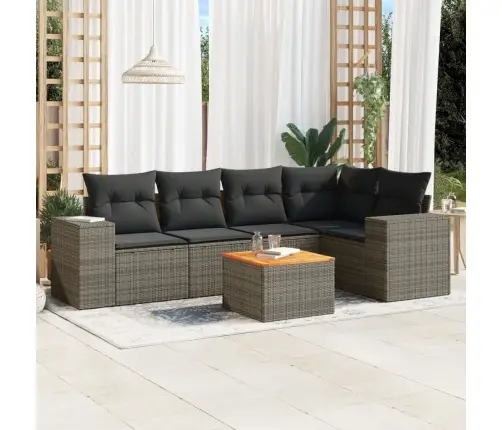 6-Daļīgs Dārza Dīvāna Komplekts Ar Matračiem, Pelēks Pe Pinums Vidaxl