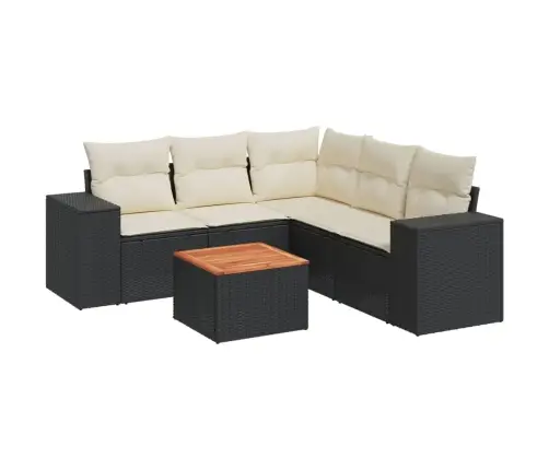 6-Daļīgs Dārza Dīvāna Komplekts, Matrači, Melna Pe Rotanpalma Vidaxl