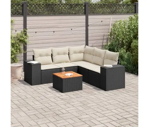 6-Daļīgs Dārza Dīvāna Komplekts, Matrači, Melna Pe Rotanpalma Vidaxl