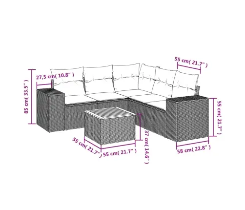 6-Daļīgs Dārza Dīvāna Komplekts, Matrači, Bēša Pe Rotangpalma Vidaxl