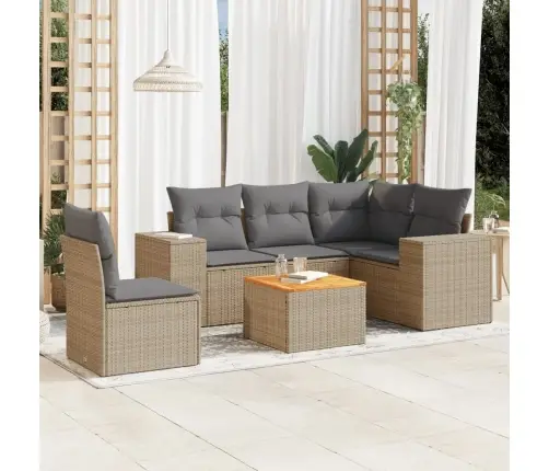 Sofos Komplektas Su Pagalvėlėmis, 6 Dalių, Smėlio, Poliratanas