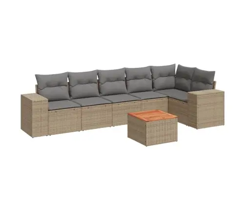 7-Daļīgs Dārza Dīvāna Komplekts, Matrači, Bēša Pe Rotangpalma Vidaxl