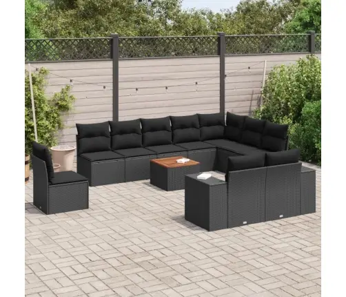 11-Daļīgs Dārza Dīvāna Komplekts, Matrači, Melna Pe Rotangpalma Vidaxl