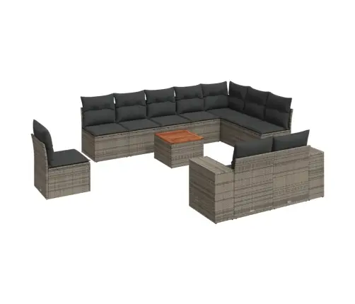 11-Daļīgs Dārza Dīvāna Komplekts Ar Matračiem, Pelēks Pe Pinums Vidaxl