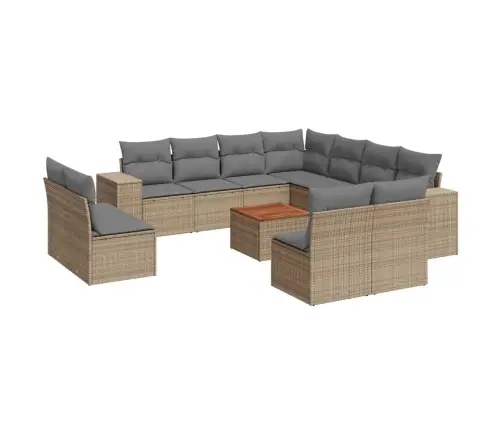 Sodo Komplektas Su Pagalvėlėmis, 12 Dalių, Smėlio, Poliratanas