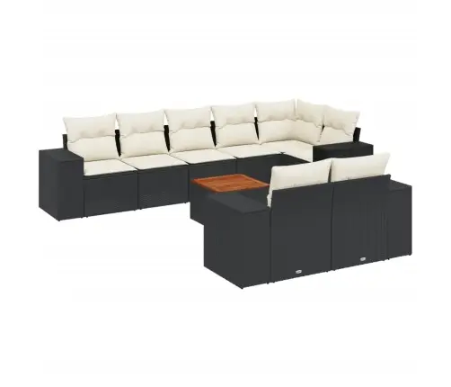 9-Daļīgs Dārza Dīvāna Komplekts, Matrači, Melna Pe Rotangpalma Vidaxl