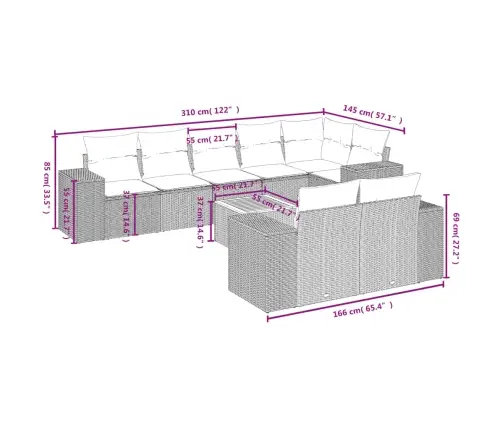 9-Daļīgs Dārza Dīvāna Komplekts, Matrači, Melna Pe Rotangpalma Vidaxl