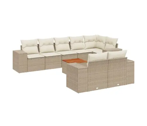 Sodo Komplektas Su Pagalvėlėmis, 9 Dalių, Smėlio, Poliratanas