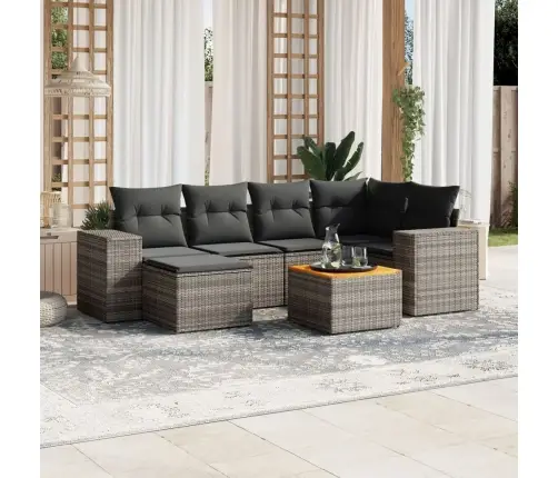 7-Daļīgs Dārza Dīvāna Komplekts, Matrači, Pelēka Pe Rotangpalma Vidaxl