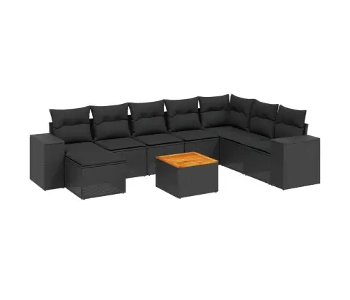 Sodo Komplektas Su Pagalvėlėmis, 9 Dalių, Juodas, Poliratanas