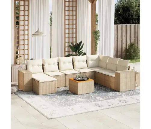 9-Osaline Aiadiivani Komplekt Patjadega, Beež, Polürotang